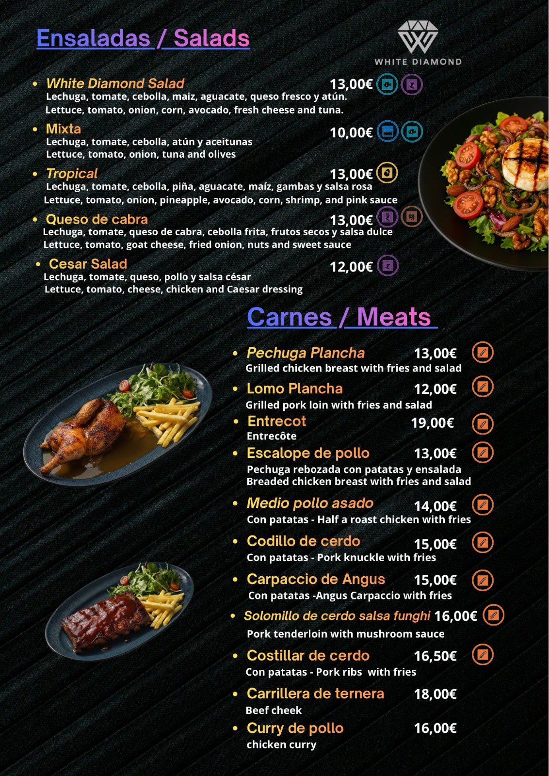 Ensaladas y Carnes